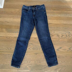 J Crew 8" Mid Rise Dark Wash Skinny Jeans, Size 28